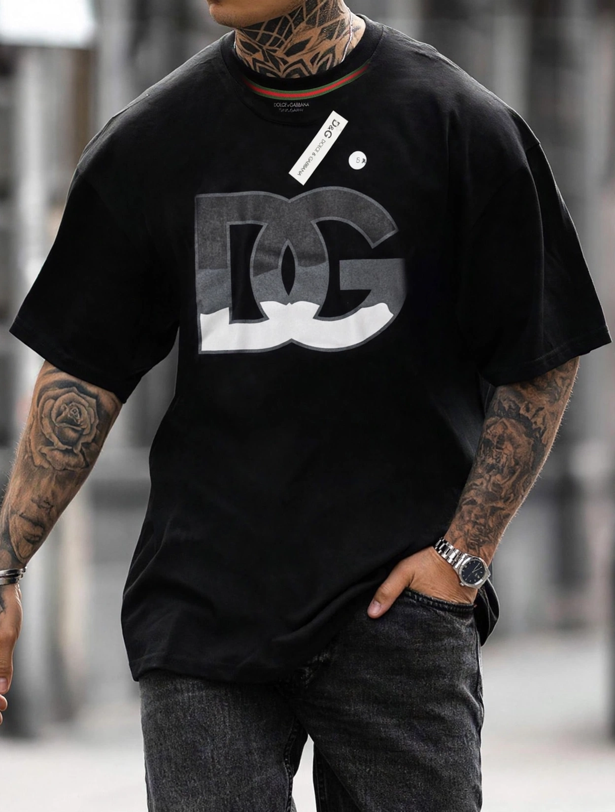 Playera D&G negra oversize